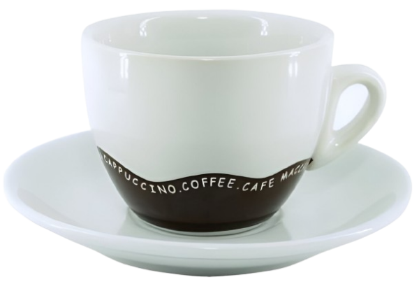 Taza porcelana redonda ondas marrón con plato